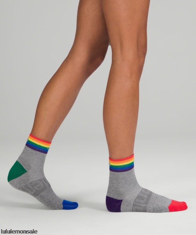 Lululemon Damen DELULU438 | Daily Stride Mid-crew Socke Rainbow Grau Meliert